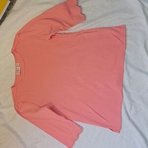 QVC Quacker Factory Pink 3/4 Sleeve Top Medium Mint Condition